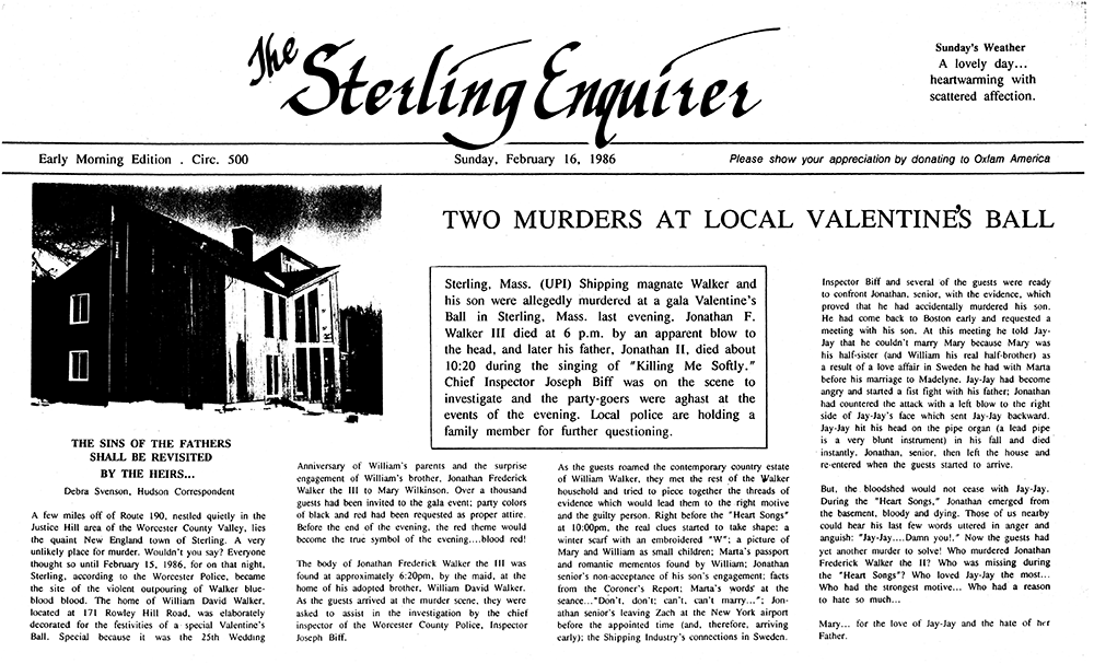 Valentines Murder Mystery Ball plot explanation